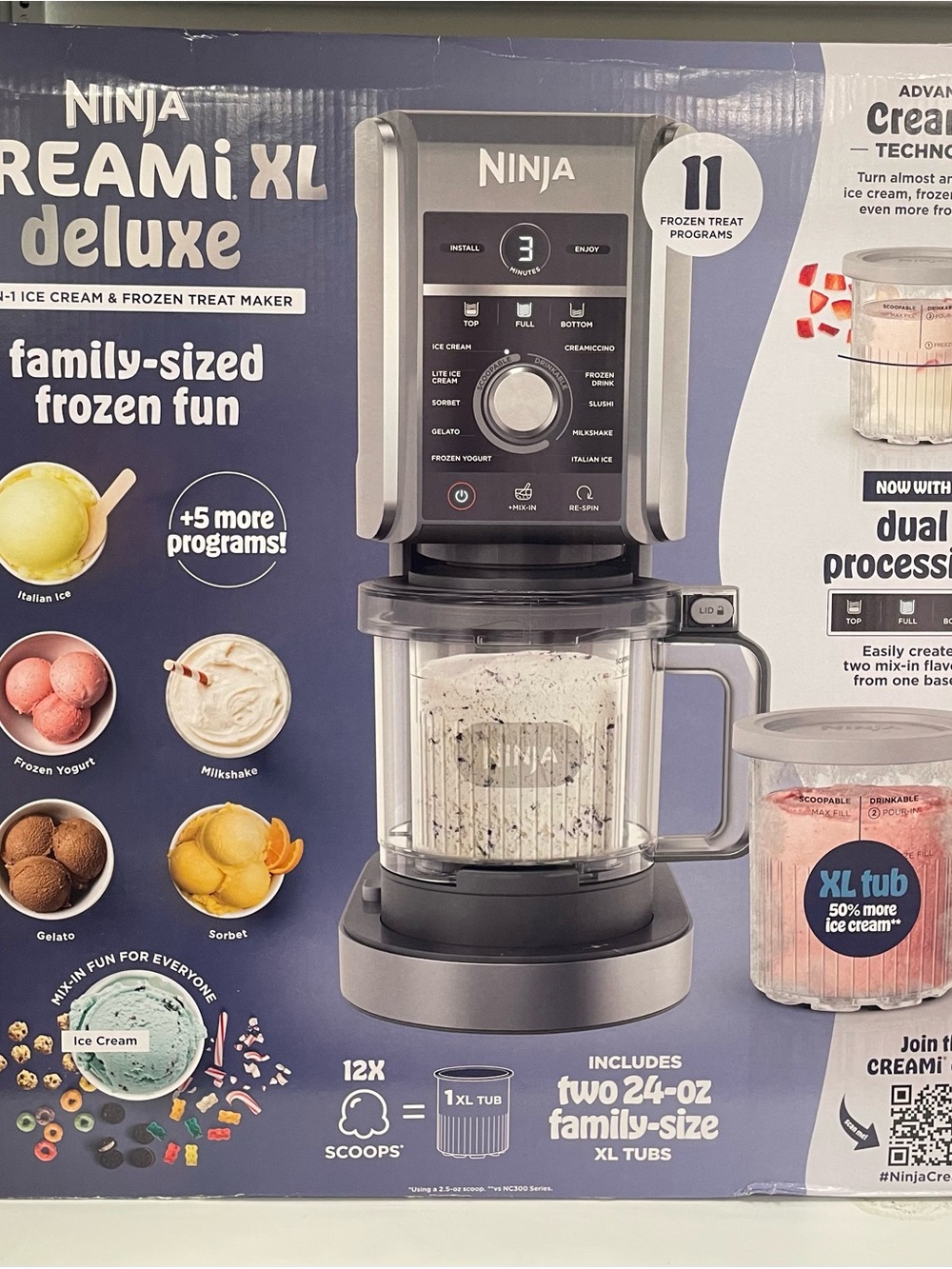 Ninja Creami XL Deluxe Ice Cream & Frozen Treat Maker - Silver and Black